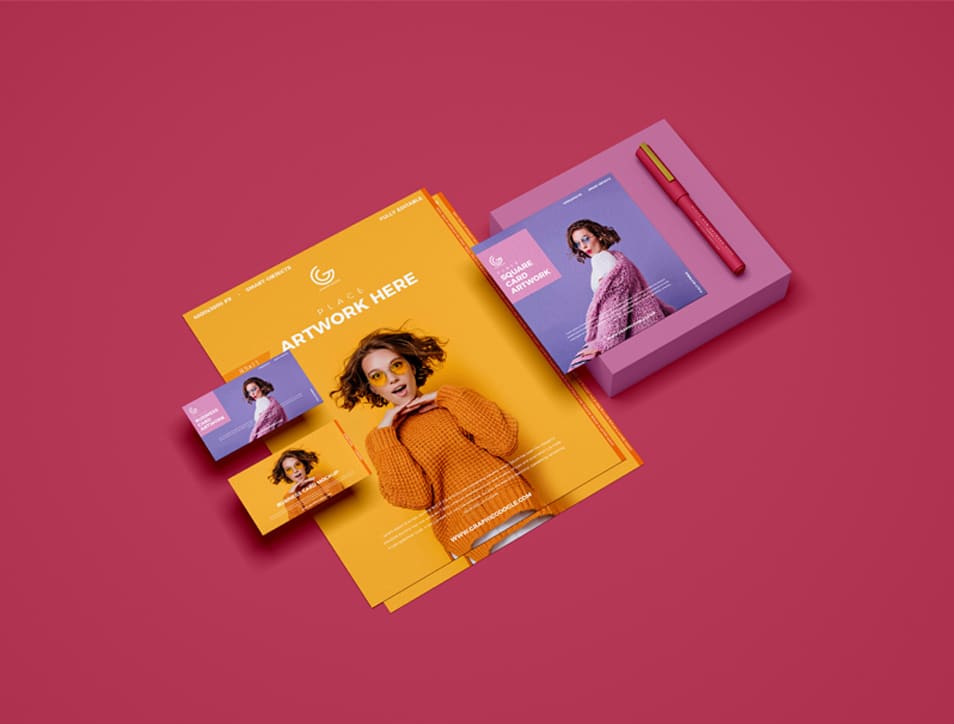 Free Branding PSD Stationery Mockup Design