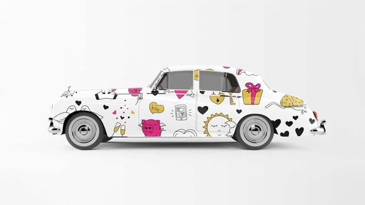 Free Car Sticker PSD Mockup