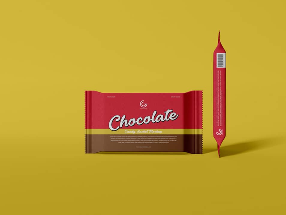 Free Chocolate Candy Sachet Mockup PSD
