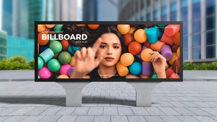 Free City Advertisement Billboard Mockup