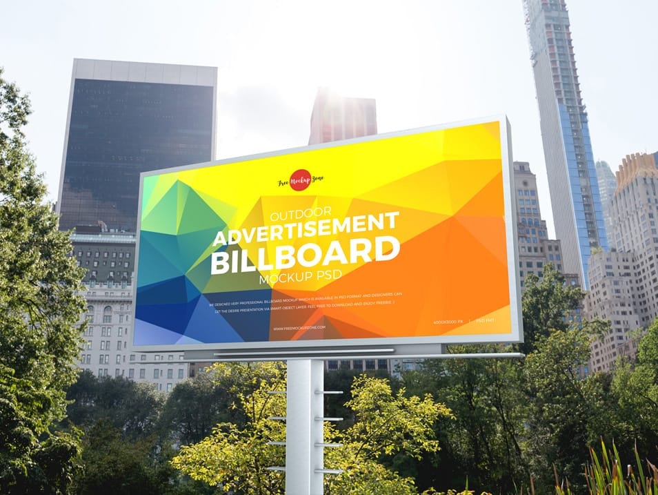 Free City Outdoor Advertisement Billboard Mockup PSD