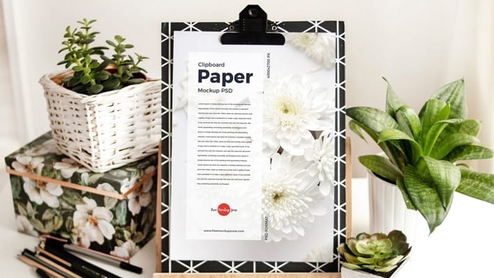 Free Clipboard Paper Mockup PSD