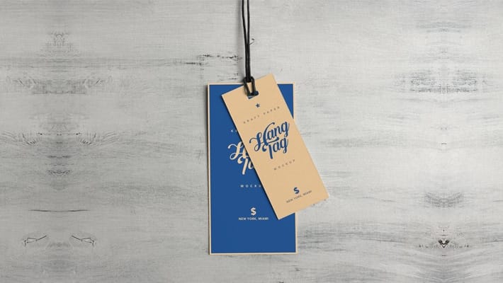 Free Dual Cloth Hanging Tag Mockup PSD