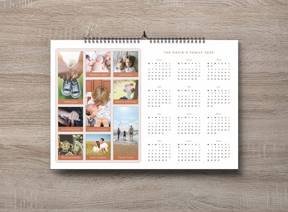 Free Family Pictures 2020 Calendar Design Template PSD