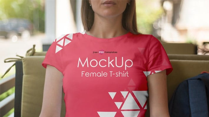 Free Female T-shirt Mock-up in PSD