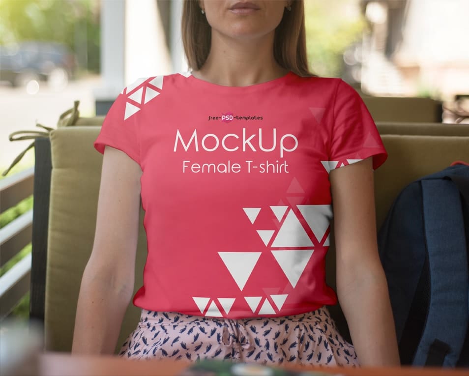 Free Female T-shirt Mock-up in PSD