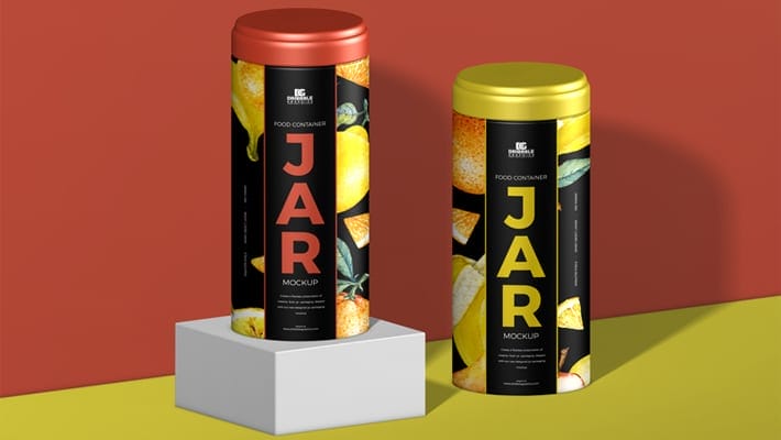 Free Food Container Jar Mockup For Packaging