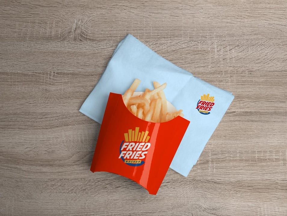 Free French Fries Packaging Mockup PSD