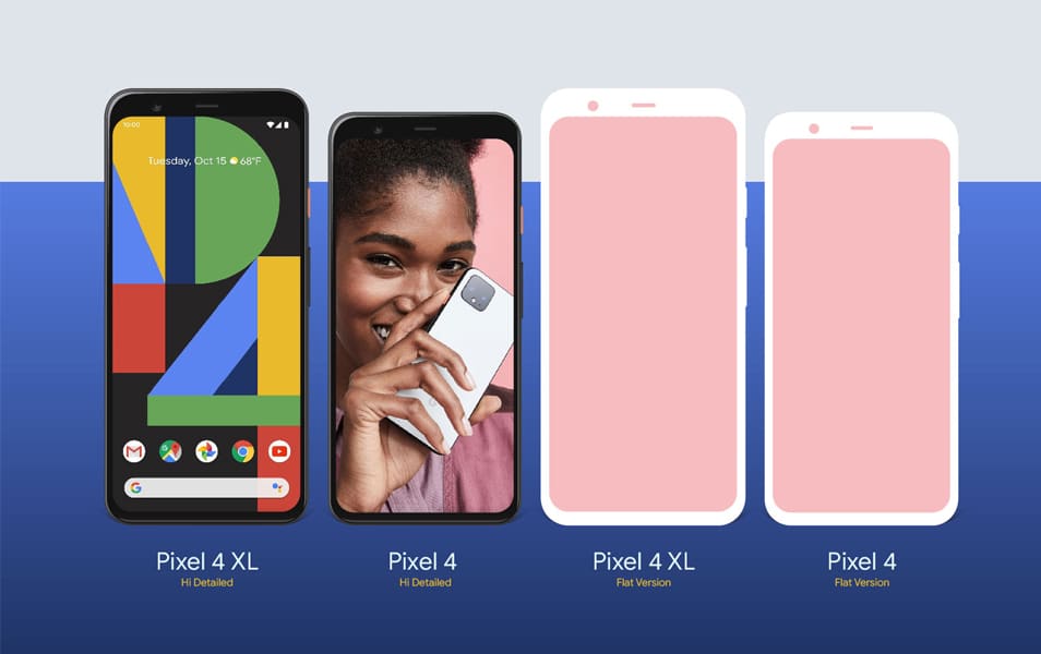 Free Google Pixel 4 & 4 XL Mockup PSD