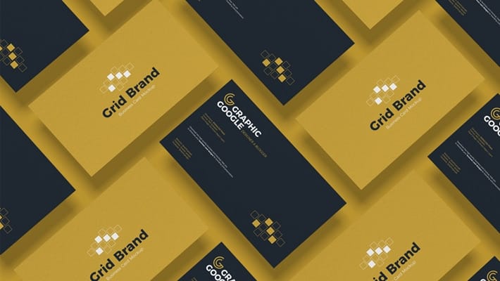 Free Grid Brand Business Card Mockup