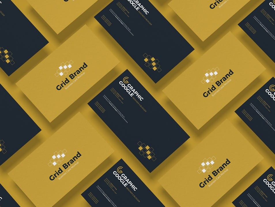 Free Grid Brand Business Card Mockup