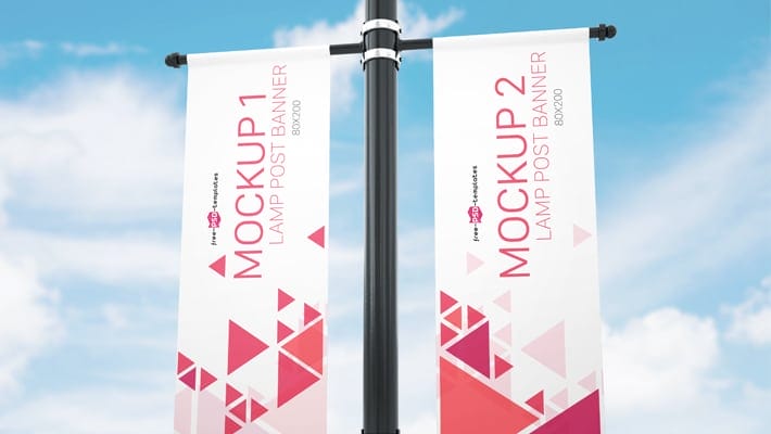 Free Lamp Post Banner Mock-up in PSD