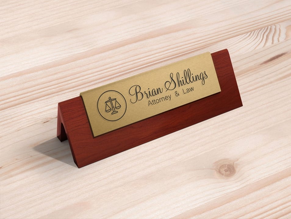 Free Office Desk Name Plate Mockup PSD