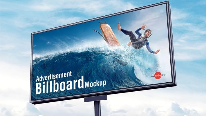 Free Outdoor Advertisement Sky Billboard Mockup PSD
