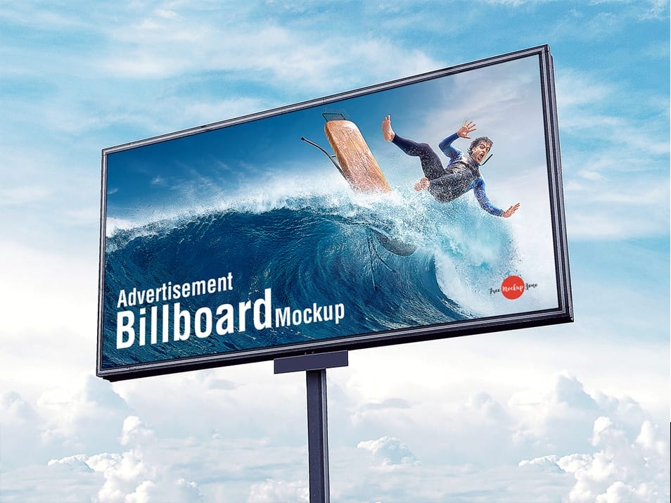 Free Outdoor Advertisement Sky Billboard Mockup PSD