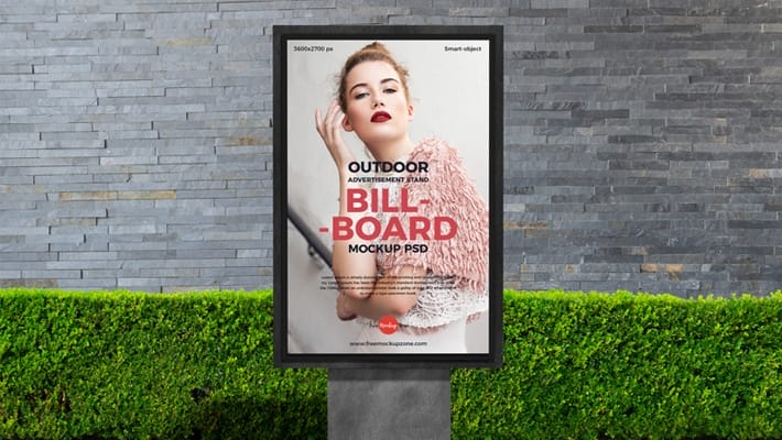 Free Outdoor Advertisement Stand Billboard Mockup PSD