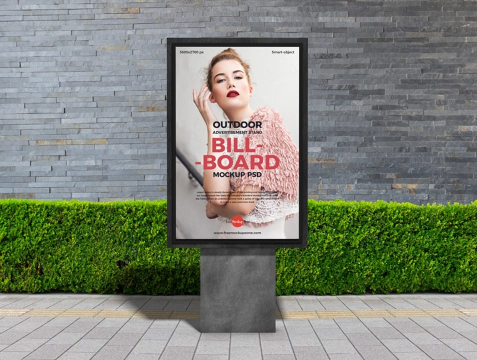 Free Outdoor Advertisement Stand Billboard Mockup PSD