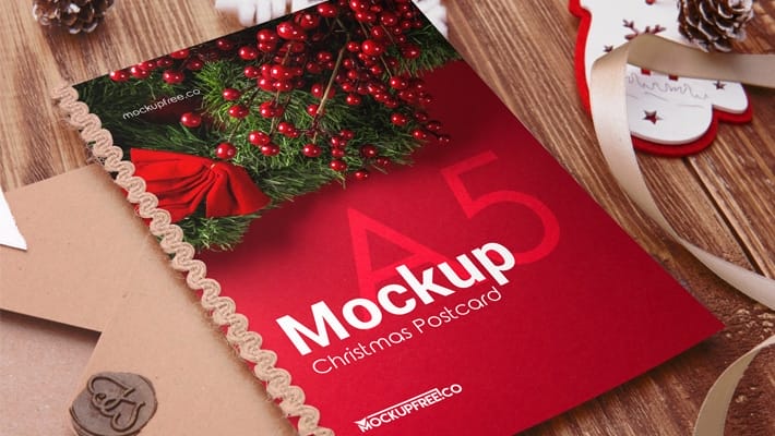 Free PSD Christmas Postcard Mockup