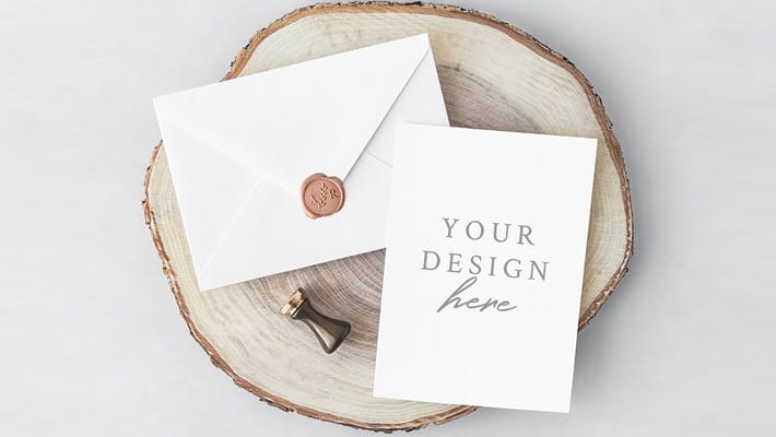 Free PSD Invitation Card & Envelope Mockup