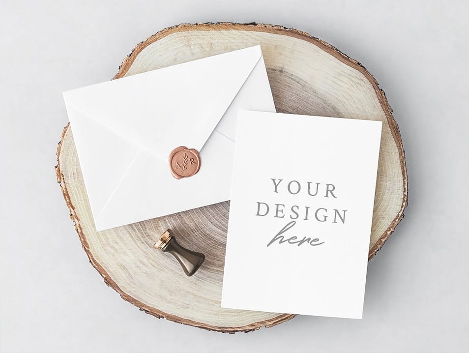 Free PSD Invitation Card & Envelope Mockup