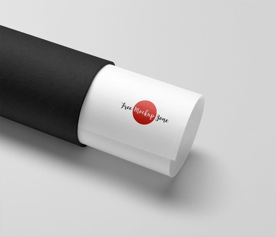 Free Paper Tube Logo Mockup PSD