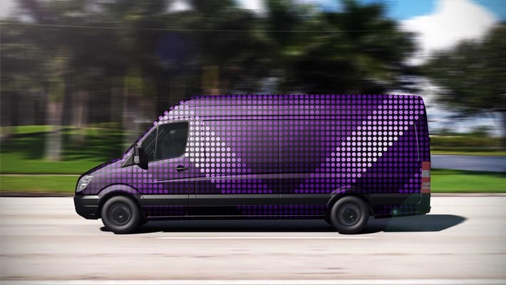 Free Premium PSD Purple Van Mockup
