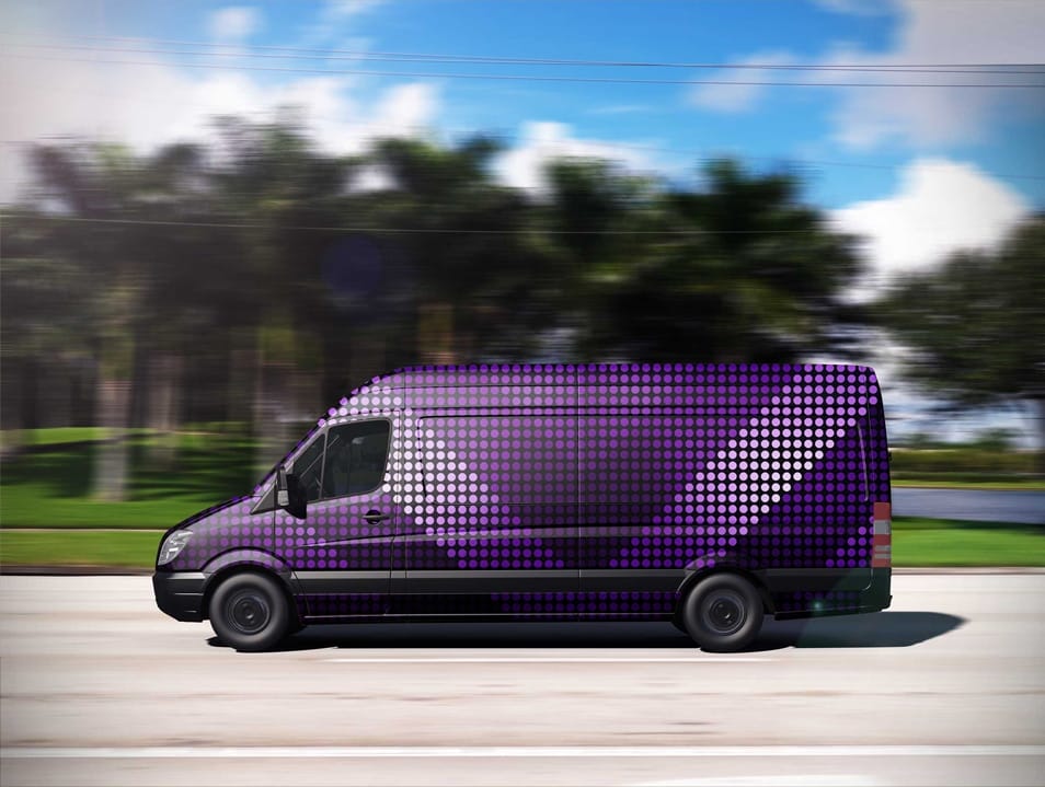 Free Premium PSD Purple Van Mockup