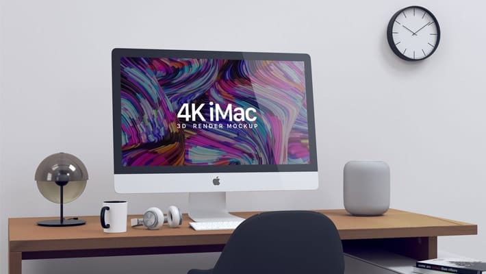 Free Retina 4K iMac Screen Website Mockup PSD