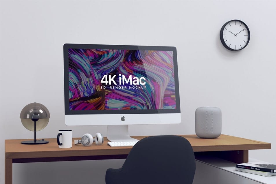 Free Retina 4K iMac Screen Website Mockup PSD