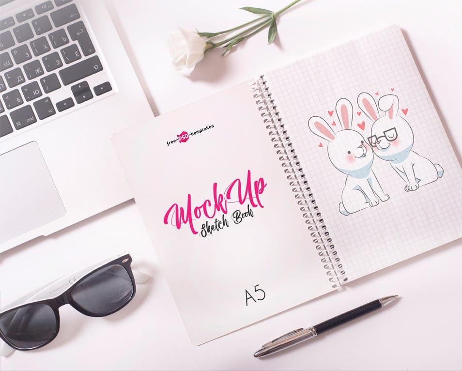Free Sketch Book Mock-up in PSD