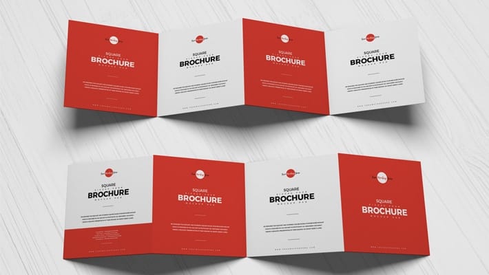Free Square Zigzag Four Brochure Mockup PSD
