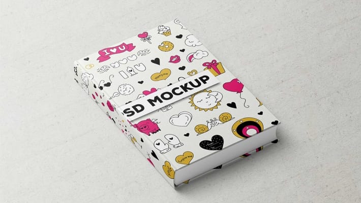 Free Tilt Side Book Front Mockup Template