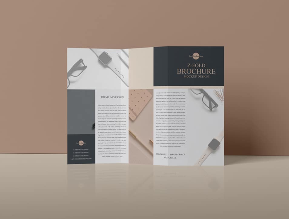 Free Z-Fold Brochure Mockup PSD