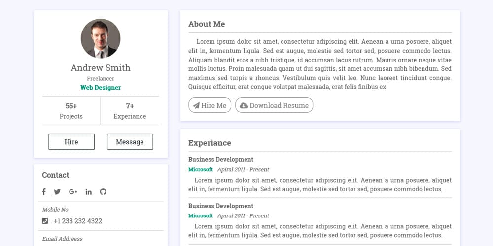 20+ Free HTML Resume Templates 2022