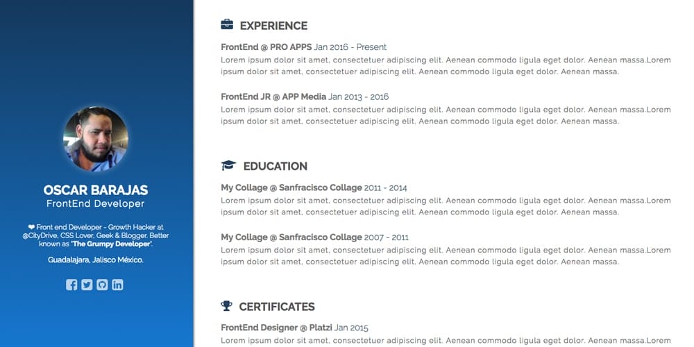20+ Free HTML Resume Templates 2023 37 GResume