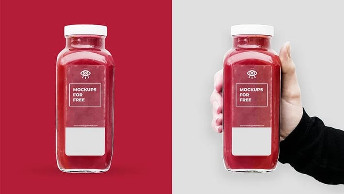 Glass Bottle in Hand Mockup