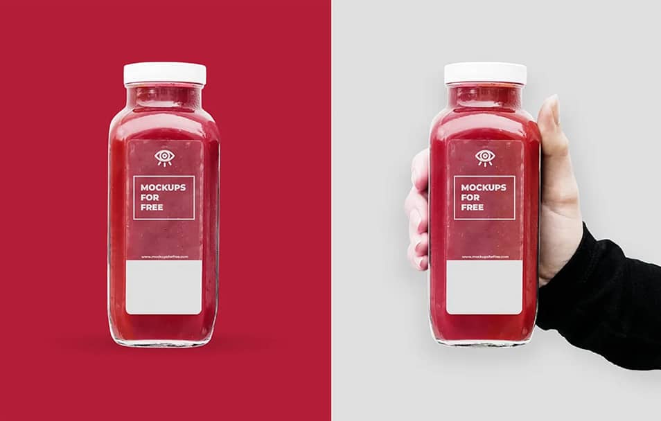 Glass Bottle in Hand Mockup