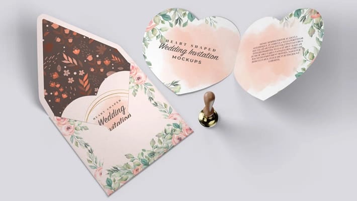 Heart Shaped Invitation Mockups
