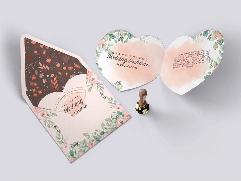 Heart Shaped Invitation Mockups