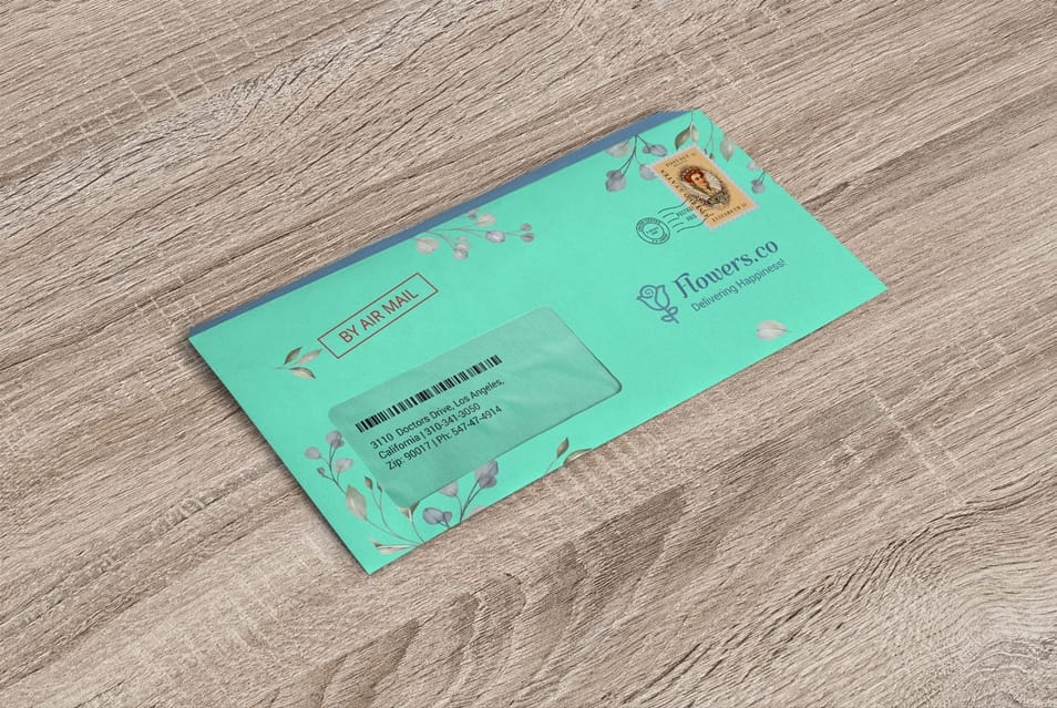 Free 9 x 4 Inches Windowed Envelope Mockup PSD