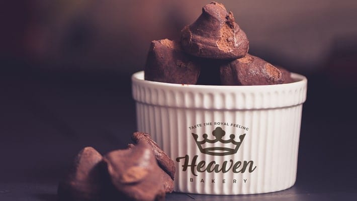 Mockup of Porcelain Container With Chocolate Truffles