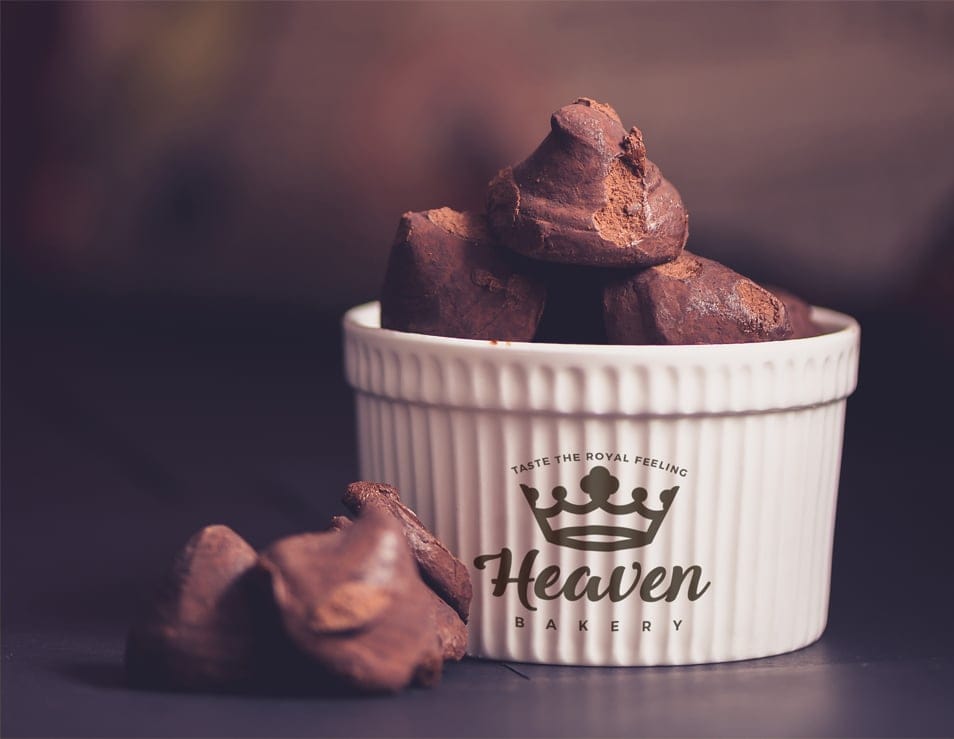 Mockup of Porcelain Container With Chocolate Truffles