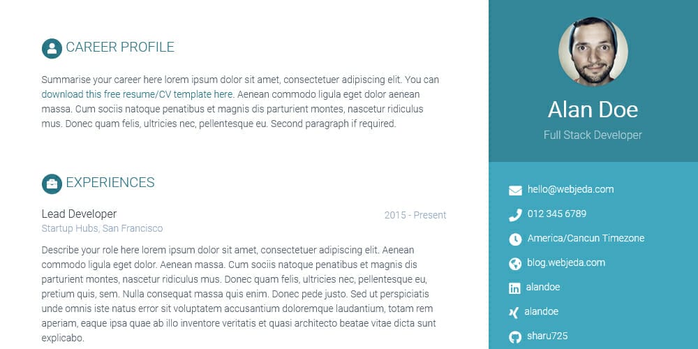 20+ Free HTML Resume Templates 2023 81 Online CV