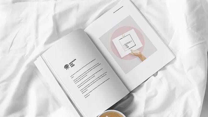 Open Magazine In Bed Mockup