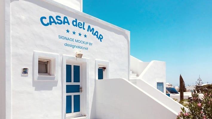 Outdoor Signage Mockup on a Greek Style House