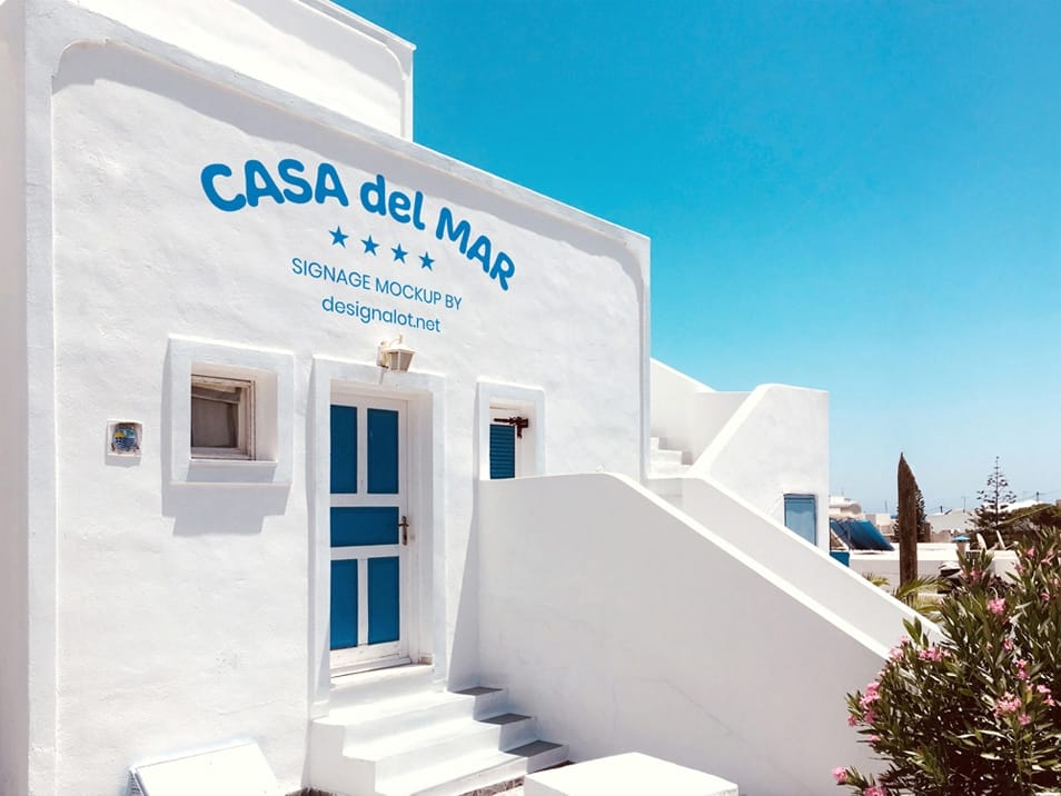 Outdoor Signage Mockup on a Greek Style House