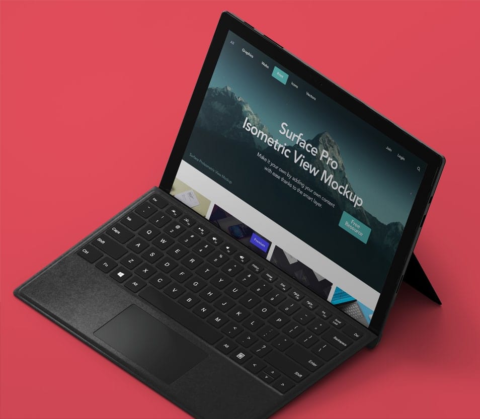 Perspective PSD Surface Pro Mockup