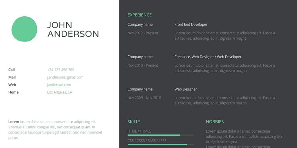 20+ Free HTML Resume Templates 2023 89 Responsive Resume Template
