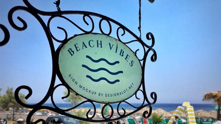 Restaurant by the Beach Rusty Sign Mockup