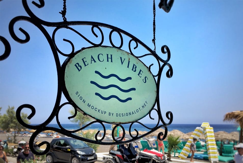 Restaurant by the Beach Rusty Sign Mockup